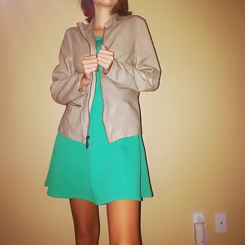 Alfani Tan Foax Leather Jacket